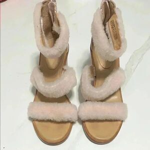 UGG Beige Fuzzy Sandals